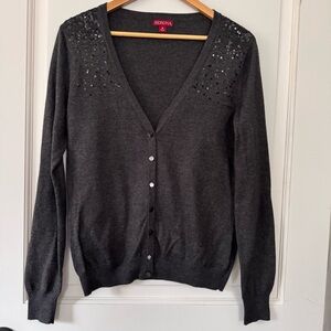 Sequin accent dark grey cardigan. Size Medium